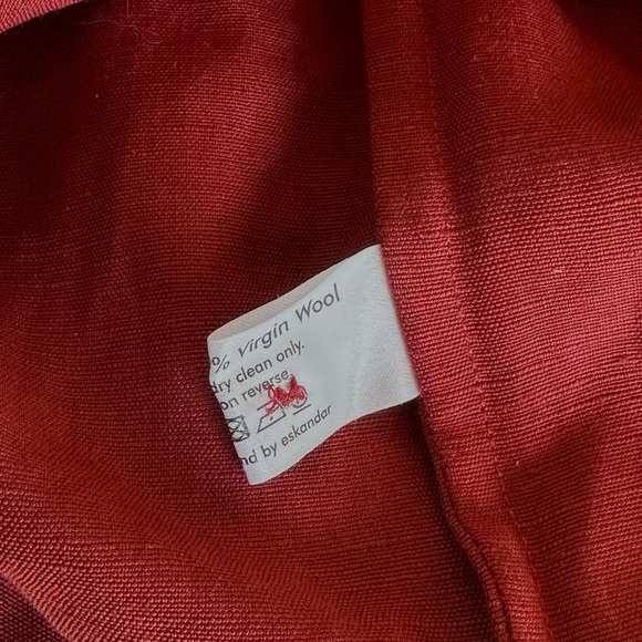 ESKANDAR Brick Red Flax Linen Wool Button Up Shirt Chore Jacket Sz 1 O/S - Picture 5 of 6